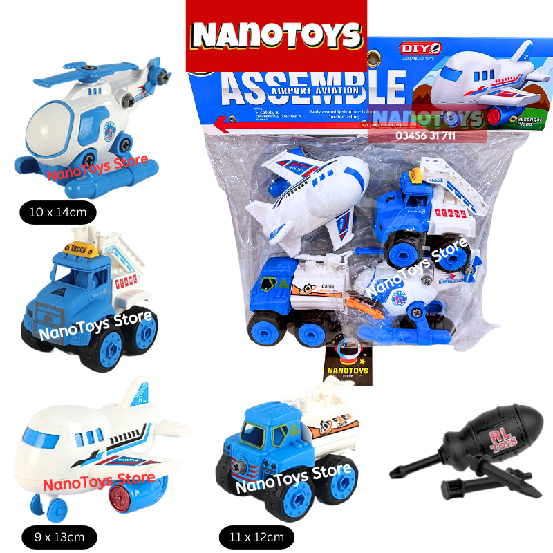 Đồ chơi xe Cảnh sát lắp ráp - bộ 4 xe kèm tua vít - NANOTOYS STORE