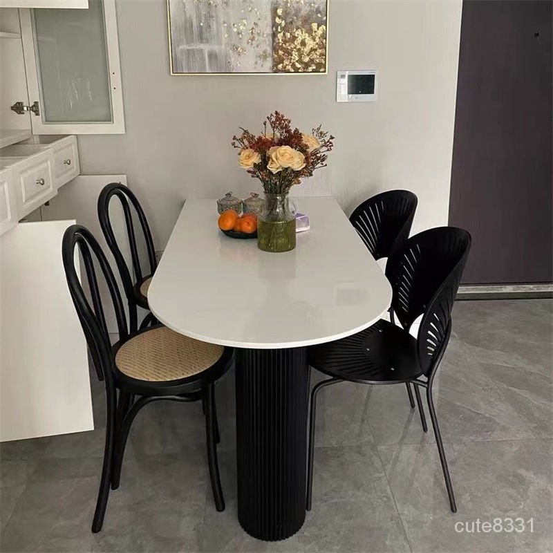Bàn ăn, bàn làm việc decor, chân trụ sóng tròn. Bàn gỗ MDF phủ melamine, sơn trắng PU. Nhiều kích thước, bàn đẹp hot2023