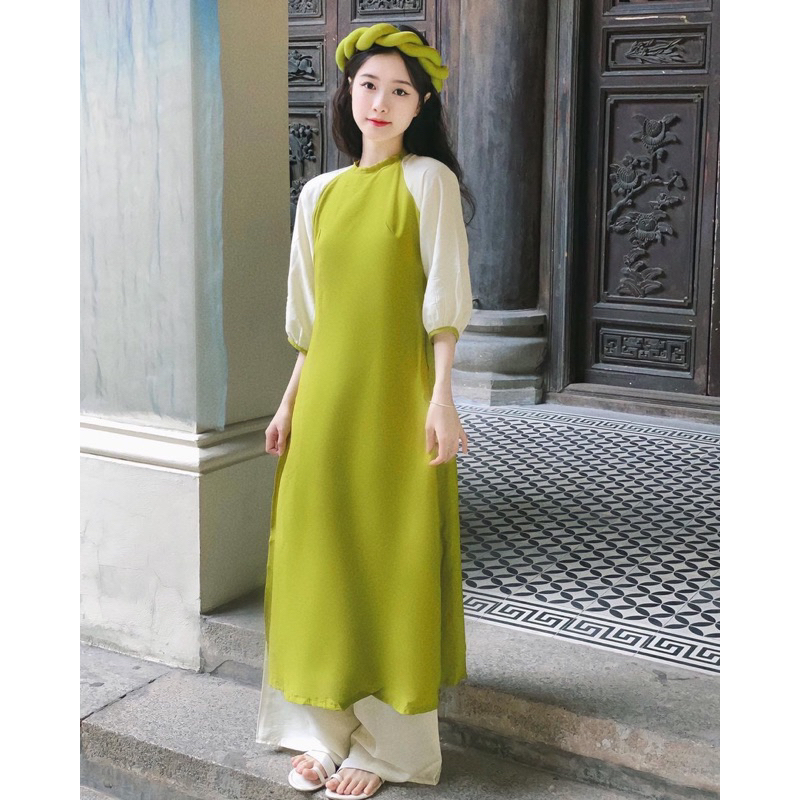 Áo dài cách tân dáng suông tay phối