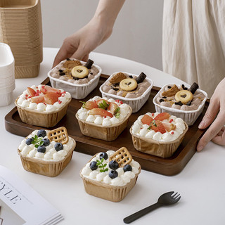 Set 10 Cốc giấy vuông đựng bánh Cupcake, Tiramisu