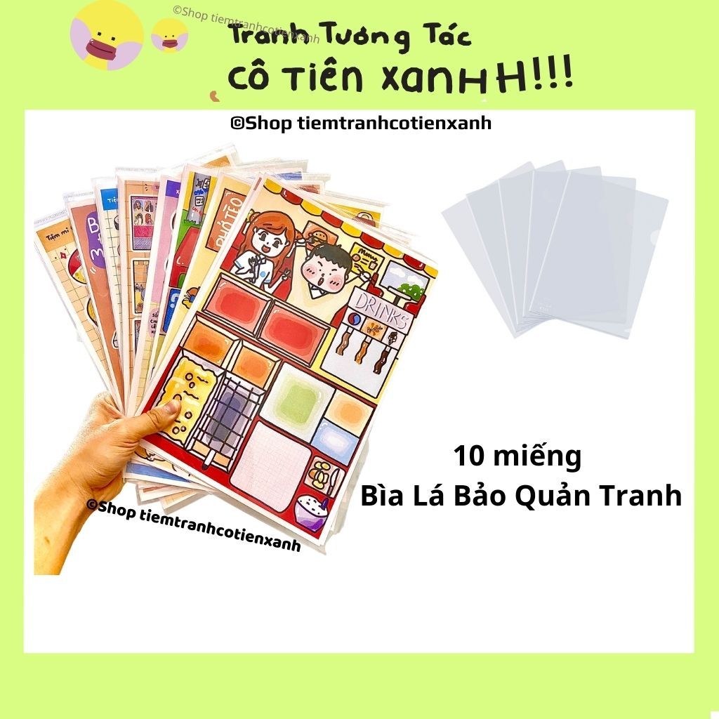 Combo 10 bìa lá bảo quản tranh tương tác, bọc size A4