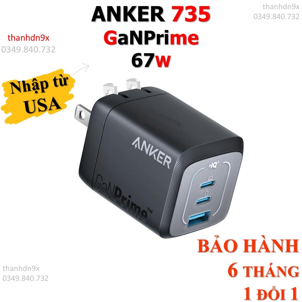 Củ Sạc Anker Prime 67W GaN Wall Charger A2669 3 Cổng 2 USB-C PD và 1 USB-A | IQ 4.0 PPS 2.0