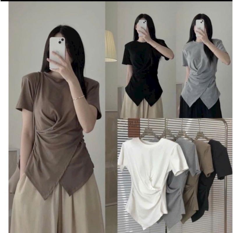 ÁO SƠ MI TAY NGẮN PHỐI NƠ NGỰC CHẤT LỤA MỀM MỊN
