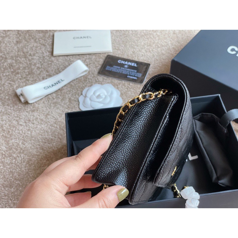 Túi Katun cha.neoo trần trám da sần size 19cm kèm hộp