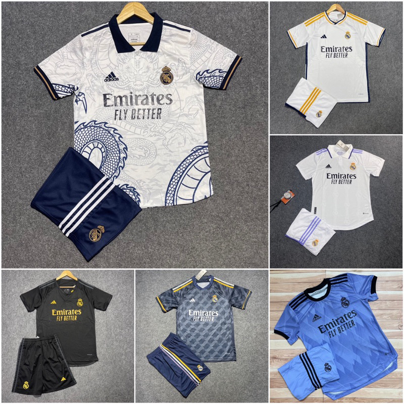 Áo Bóng Đá CLB Real Madrid, Áo Đá Banh Real 2023/2024 - Chuẩn Mẫu Thi Đấu - Vải Polyester Thái Gai Lưới