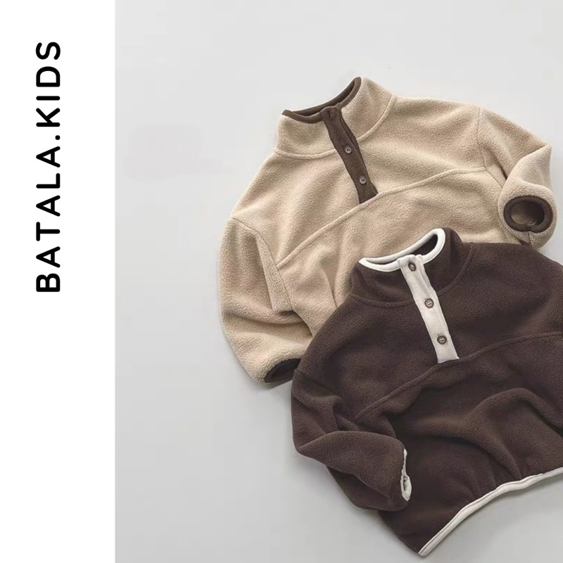 Áo nỉ lót lông 2 mặt bé trai bé gái Batala Kids phong cách Hàn Quốc 2 màu thời trang cho bé 10-22kg