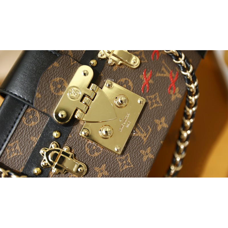 Túi cốp viền đinh quai xách new hoa nâu hàng bản đẹp da thật, chi tiết like auth