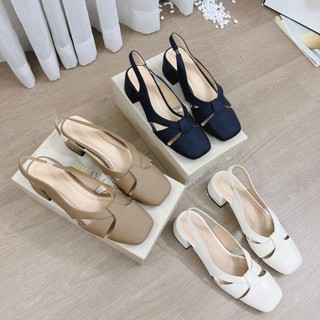  GIÀY CAO GÓT MŨI VUÔNG ĐẾ 4CM KIỂU DÁNG SANDAL RỌ SO CUTE - D59