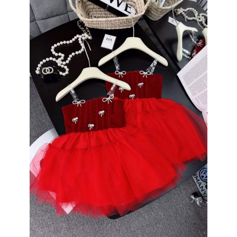 8 đến 28kg.váy xinh cho bé.váy đỏ cho bé diên noen và tết.hình thật ak