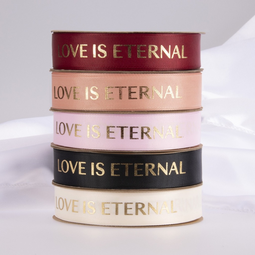 Cuộn dây ruy băng lụa in lời cám ơn/lời chúc dùng trang trí bó hoa/ Noel/ Giáng Sinh