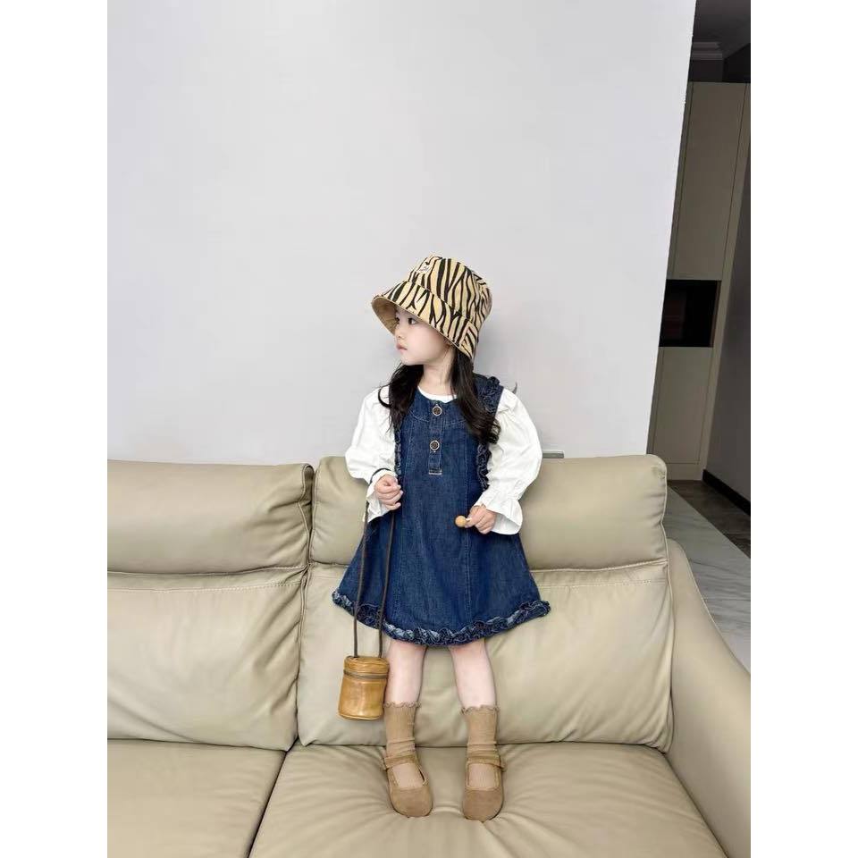 Set áo thô mềm kèm váy jean nặng động cho bé gái Danchau 900