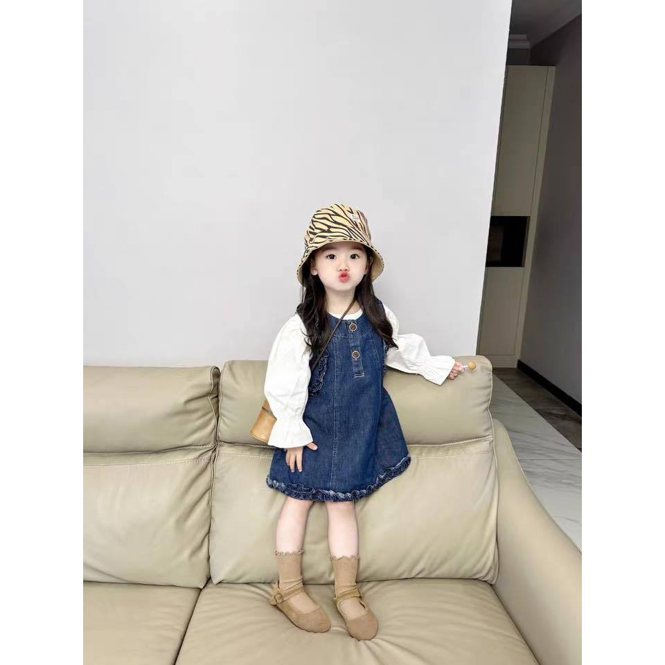 Set áo thô mềm kèm váy jean nặng động cho bé gái Danchau 900