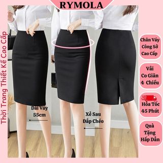  Chân Váy Công Sở RYMOLA Dáng Dài Cạp Cao,Có Túi Chân váy Bút Chì Xẻ Sau Chất Thun Umi Cao Cấp Co Giãn 4 Chiều MV002 