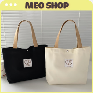 Túi tote hình Gấu chất vải canvas chống thấm nước chắc chắn phong cách đơn giản. đựng đồ tiện lợi