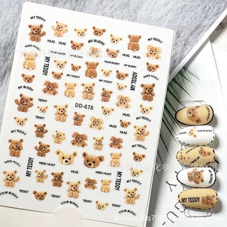sticker gấu teddy dán móng / sticker dán móng hình gấu teddy