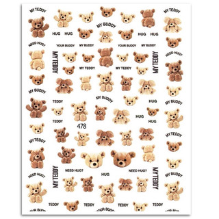 sticker gấu teddy dán móng / sticker dán móng hình gấu teddy