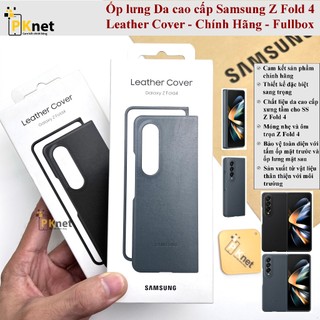 Ốp da Samsung Z Fold 4 Leather Cover Chính Hãng Fullbox, Chất liệu da bê cao cấp, bảo vệ toàn diện cho Z Fold 4