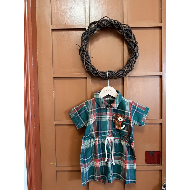 Romper sọc xanh hoạ tiết giáng sinh em bé Nanci