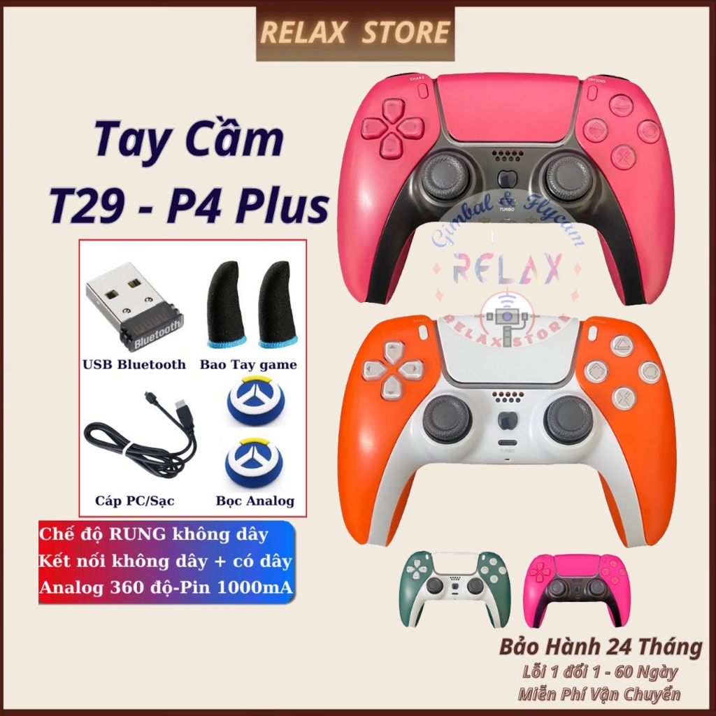 Tay cầm chơi game fifa online 4, tay cầm chơi game T29 P4 Plus không dây, bluetooth có rung, Tay cầm ps