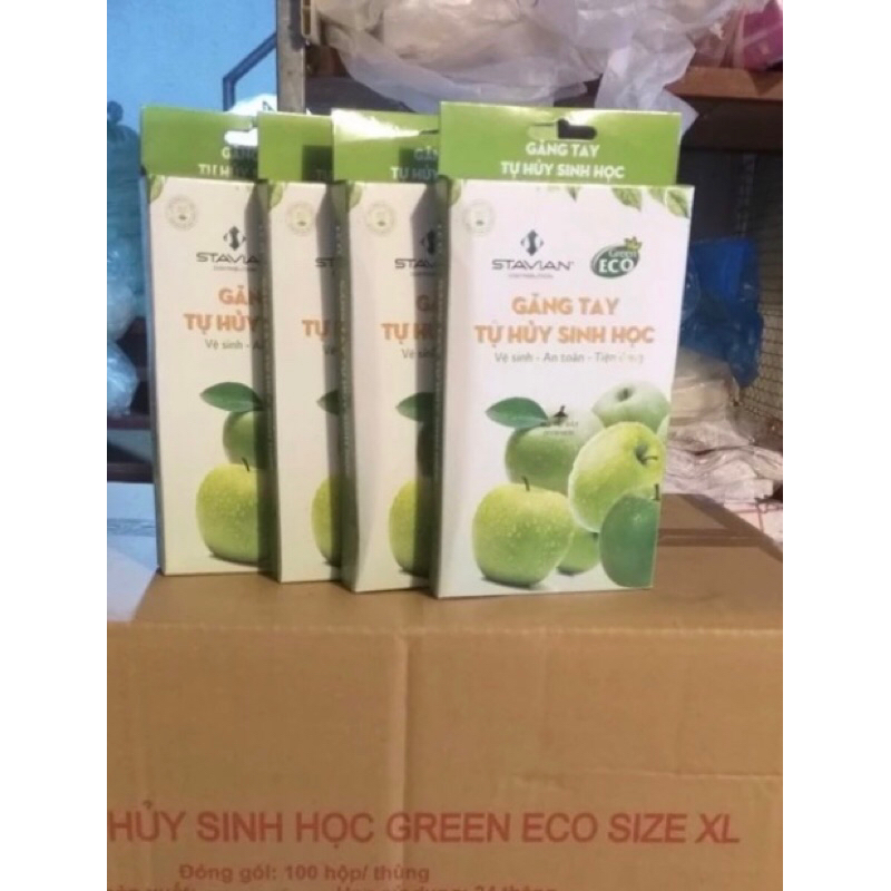 Găng Tay Tự Huỷ Sinh Học STAVIAN Green ECO Chĩnh Hãng