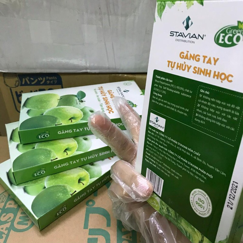 Găng Tay Tự Huỷ Sinh Học STAVIAN Green ECO Chĩnh Hãng