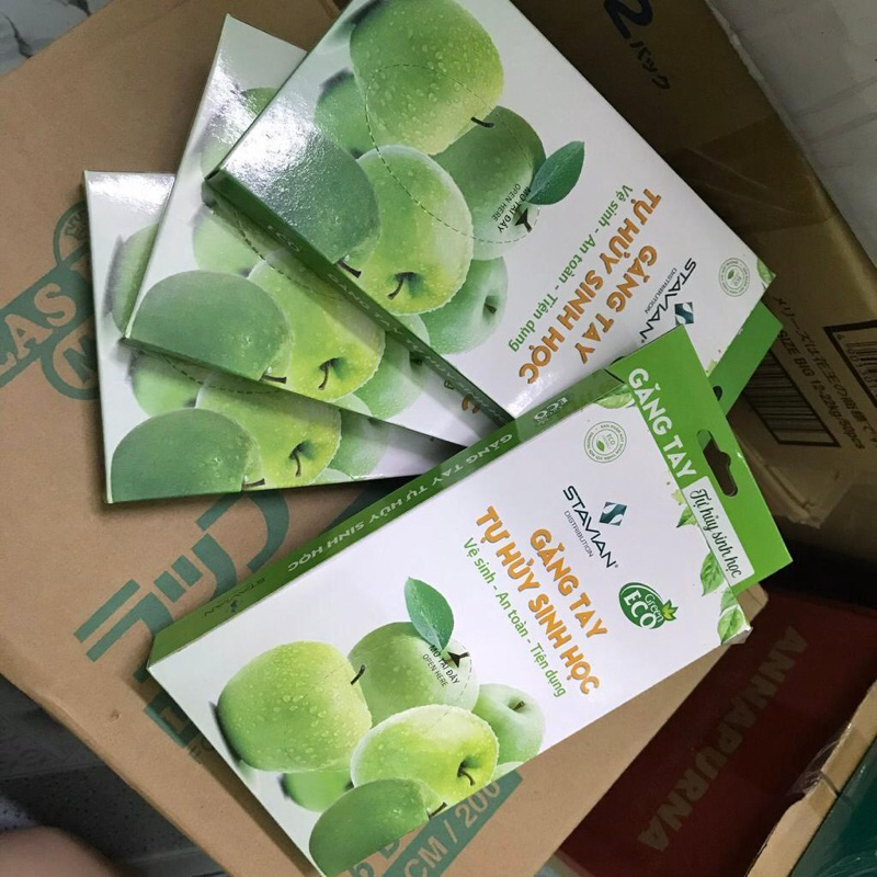 Găng Tay Tự Huỷ Sinh Học STAVIAN Green ECO Chĩnh Hãng