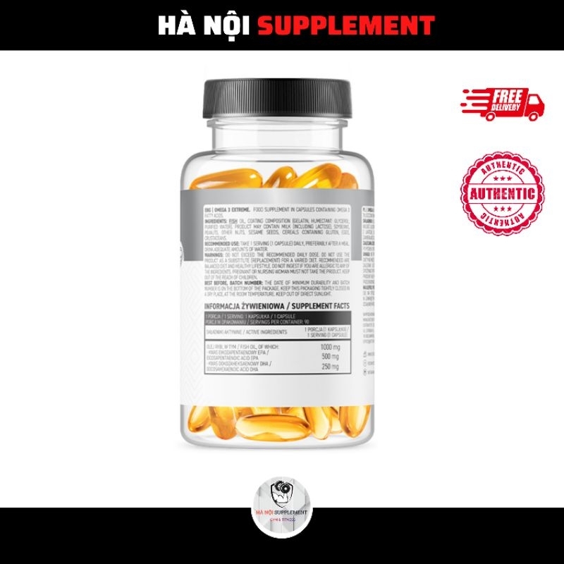 Viên Uống Dầu Cá Cô Đặc OMEGA 3 EXTREME OSTROVIT, 500mg EPA / 250mg DHA, Hộp 90 & 180 Viên - Hà Nội Supplements