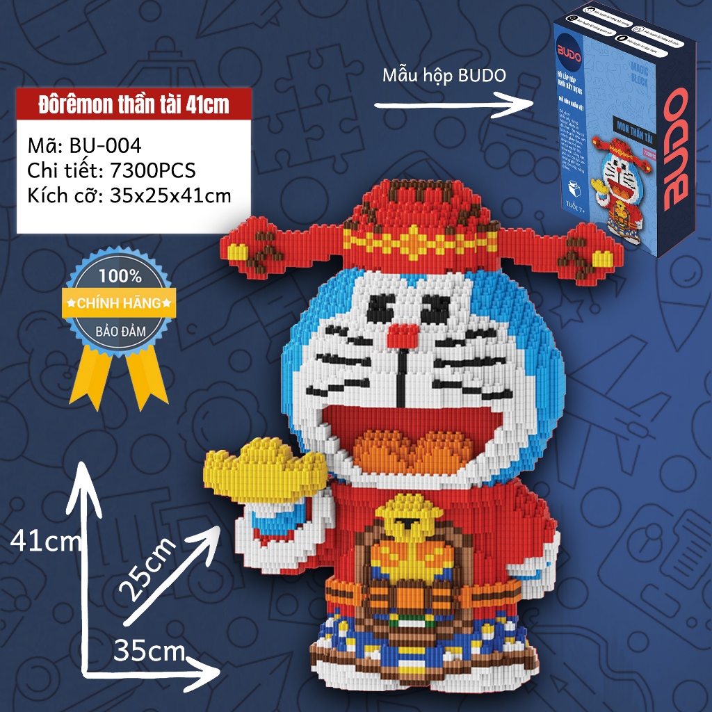 Doremon thần tài 40cm, Xếp hình siêu đẹp , xếp hình doremon 40cm, sản phẩm mới, đồ chơi lắp ráp thông minh