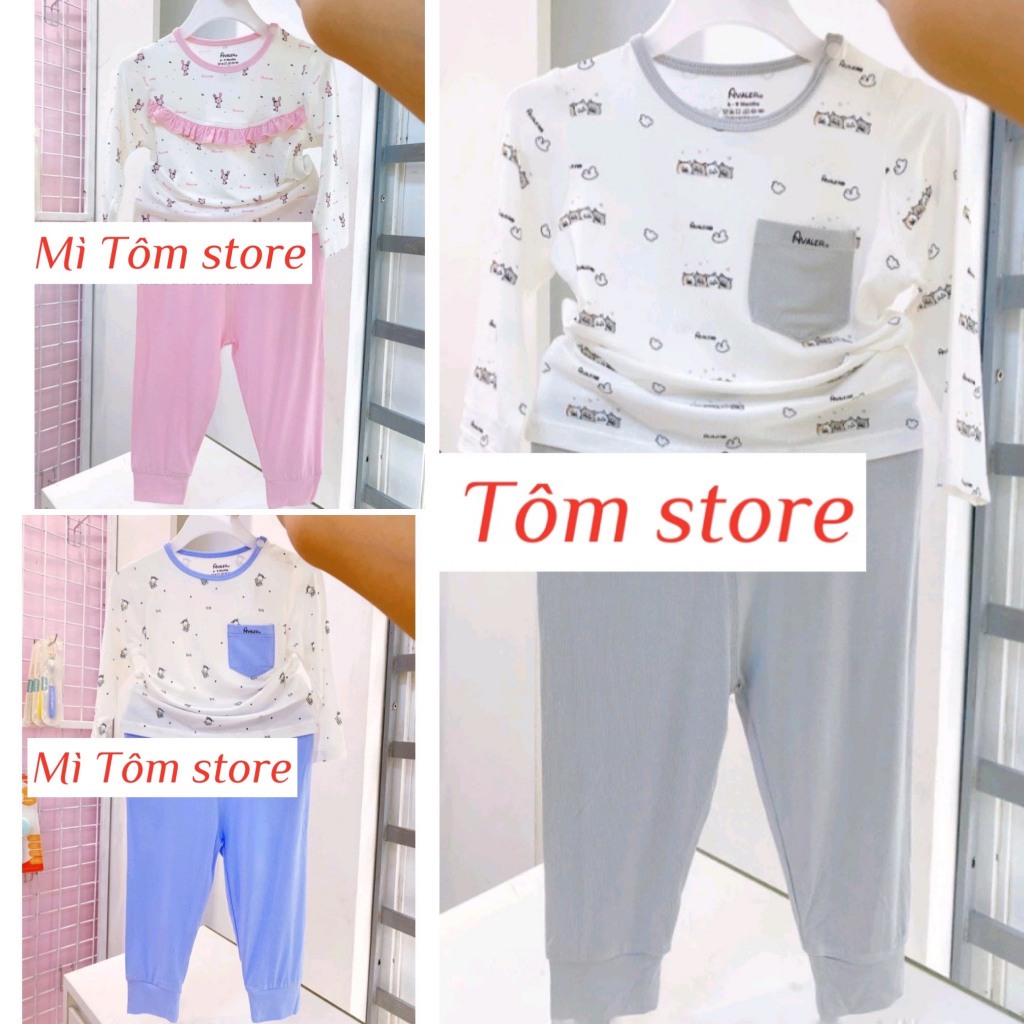 Bộ dài tay cài vai chất sợi tre mềm mịn bé trai, bé gái