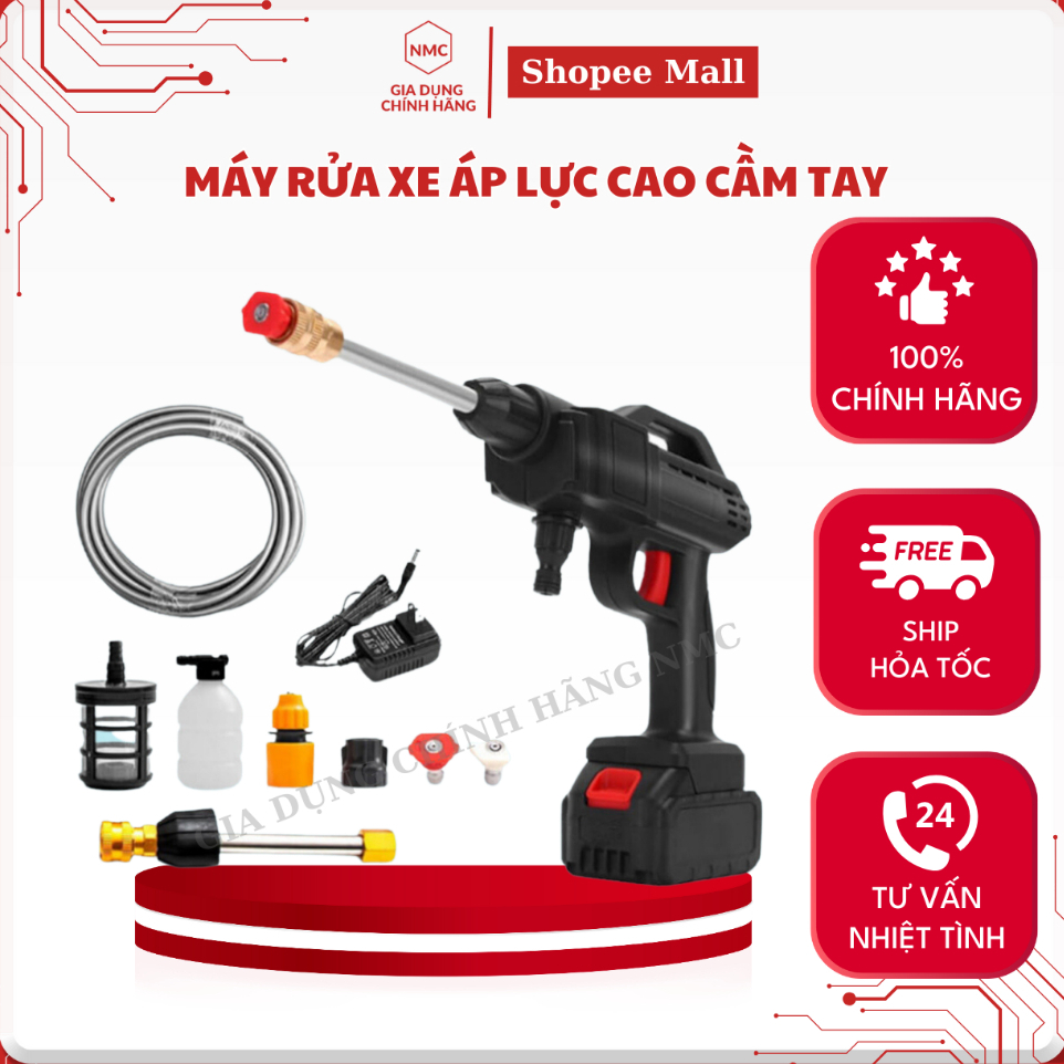 Súng Rửa Xe NMC Á Lực Chạy Pin 24v Hàng Cao Cấp Chính Hãng Bảo Hành 2 Năm