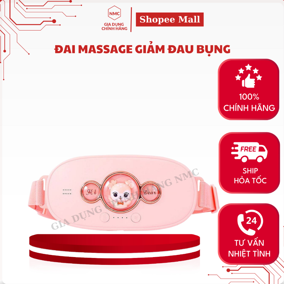 Đai Massage NMC Giảm Đau Bụng - Không Dây Có Điều Khiển Độ Rung, Độ Nóng Đẩy Lùi Mỡ Thừa