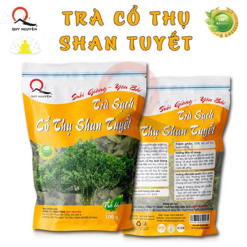 Trà lá  cổ thụ Shan Tuyết Bancha Quy Nguyên Thầy Tuệ Hải 100gram - CHÙA LONG HƯƠNG