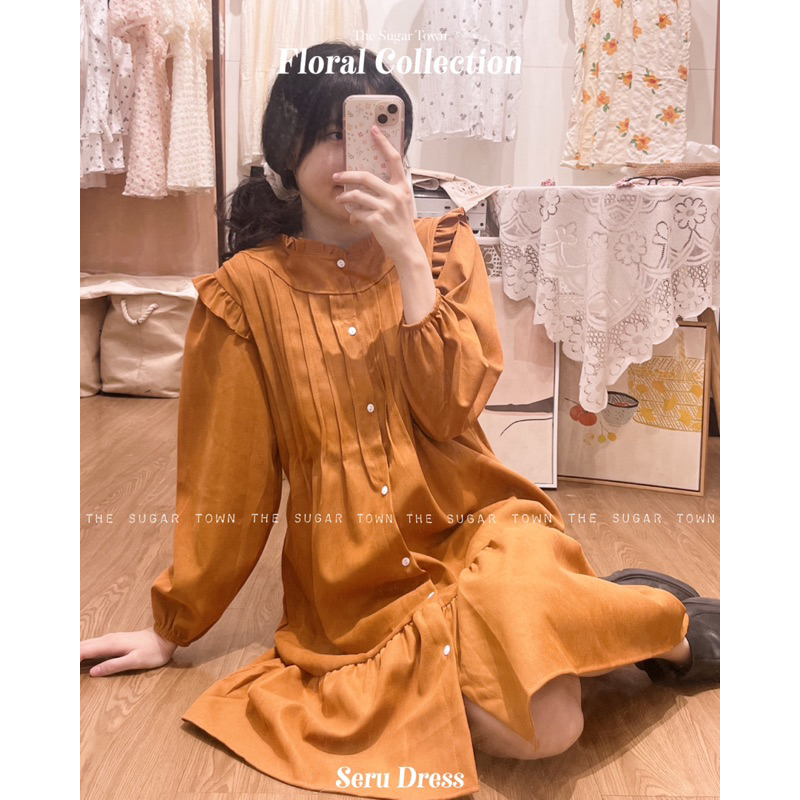 Váy babydoll vải nhung mịn Seru Dress SugarTown