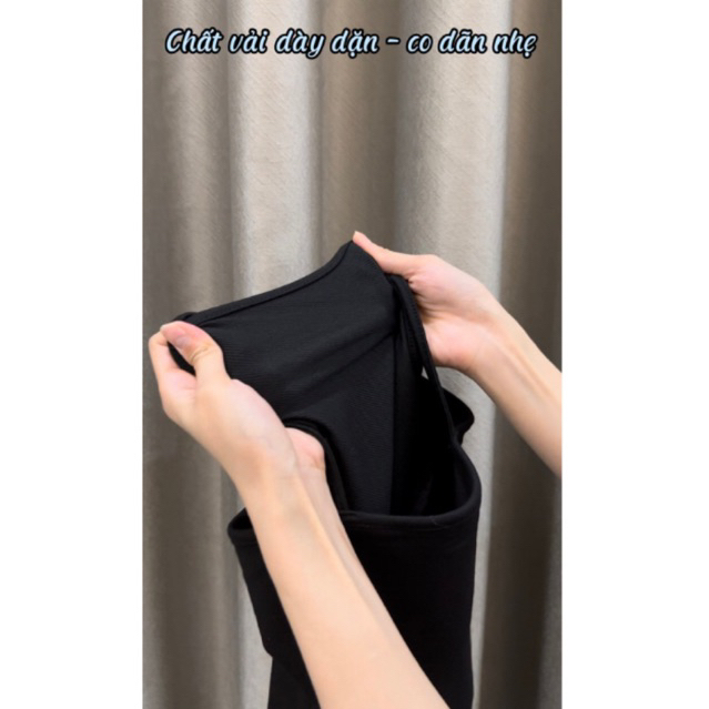 Set váy áo nữ ,váy 2 dây basic xẻ tà chất dày và áo polo nữ chữ đen phong cách Hàn Quốc