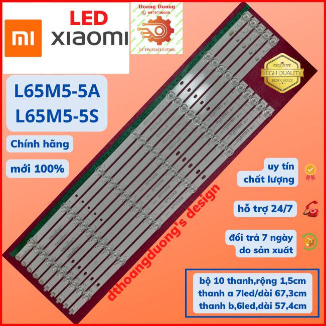 Thanh led tivi xiaomi l65m5-5a,l65m5-5s,(set 1 bộ 10 thanh ab,thanh a 7led,thanh b 6led)-dthoangduong.