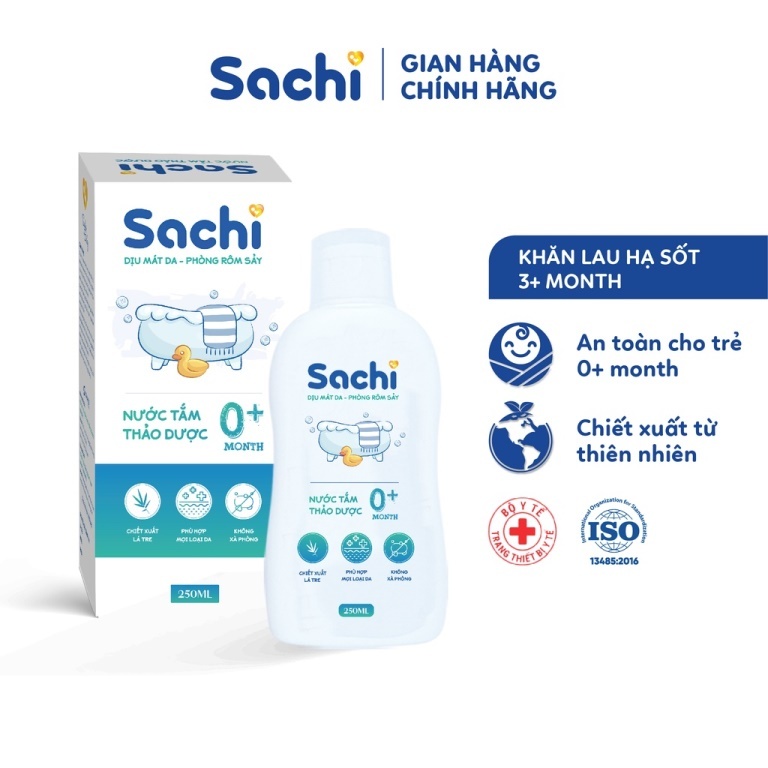 Combo Sữa Tắm Thảo Dược SACHI 250ML Và Kem Đa Năng SACHI 20G Dưỡng Ẩm, Sạch Dịu Da, Phòng Ngừa Rôm Sẩy, Ho Cảm Cho Bé