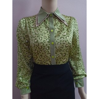 Áo sơ mi nữ lụa satin cao cấp mềm mại hai cổ họa tiết da beo xinh xắn, sang trọng , áo sơ mi nữ công sở fom chuẩn đẹp A