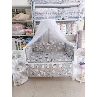 Ga chun MOONKIDS bọc đệm cũi trẻ em , chất liệu coton mềm mát cho bé