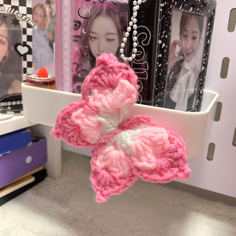 Keyring | keychain butterfly | móc khoá hình bươm bướm 3 màu bằng len