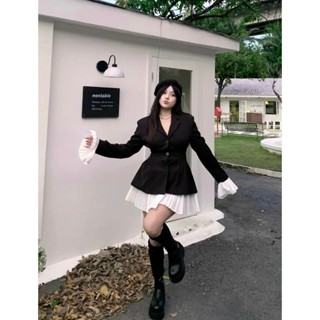 Set bộ Bigsize nữ sang chảnh, áo vest tay dài phối bèo dập ly mix quần short cạp cao tôn dáng-S08