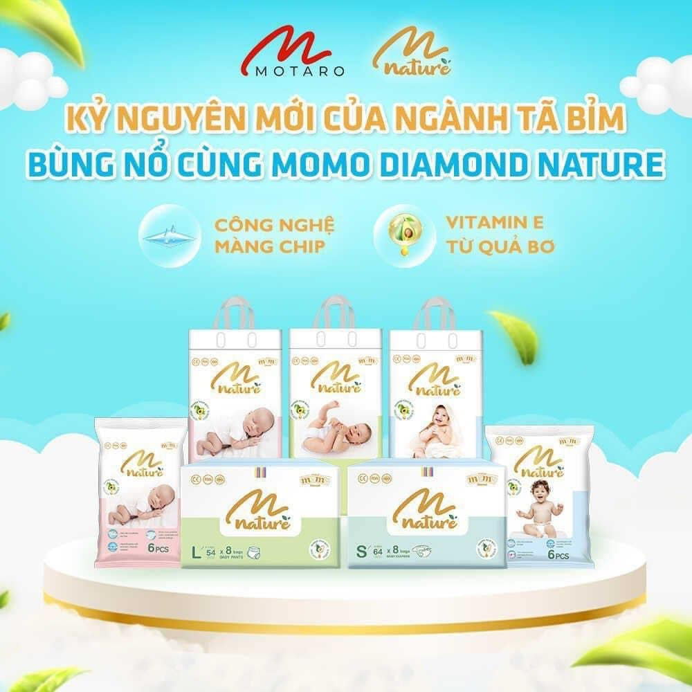Tã/Bỉm MOMO NATURE dán/quần NB66/S64/M62/M60/L54/XL50/XXL48/XXXL46