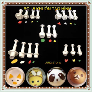 Bộ 18 Khuôn nhấn trang trí tạo hình bánh bao, bánh trung thu, bánh mì, fondant, đất sét M210