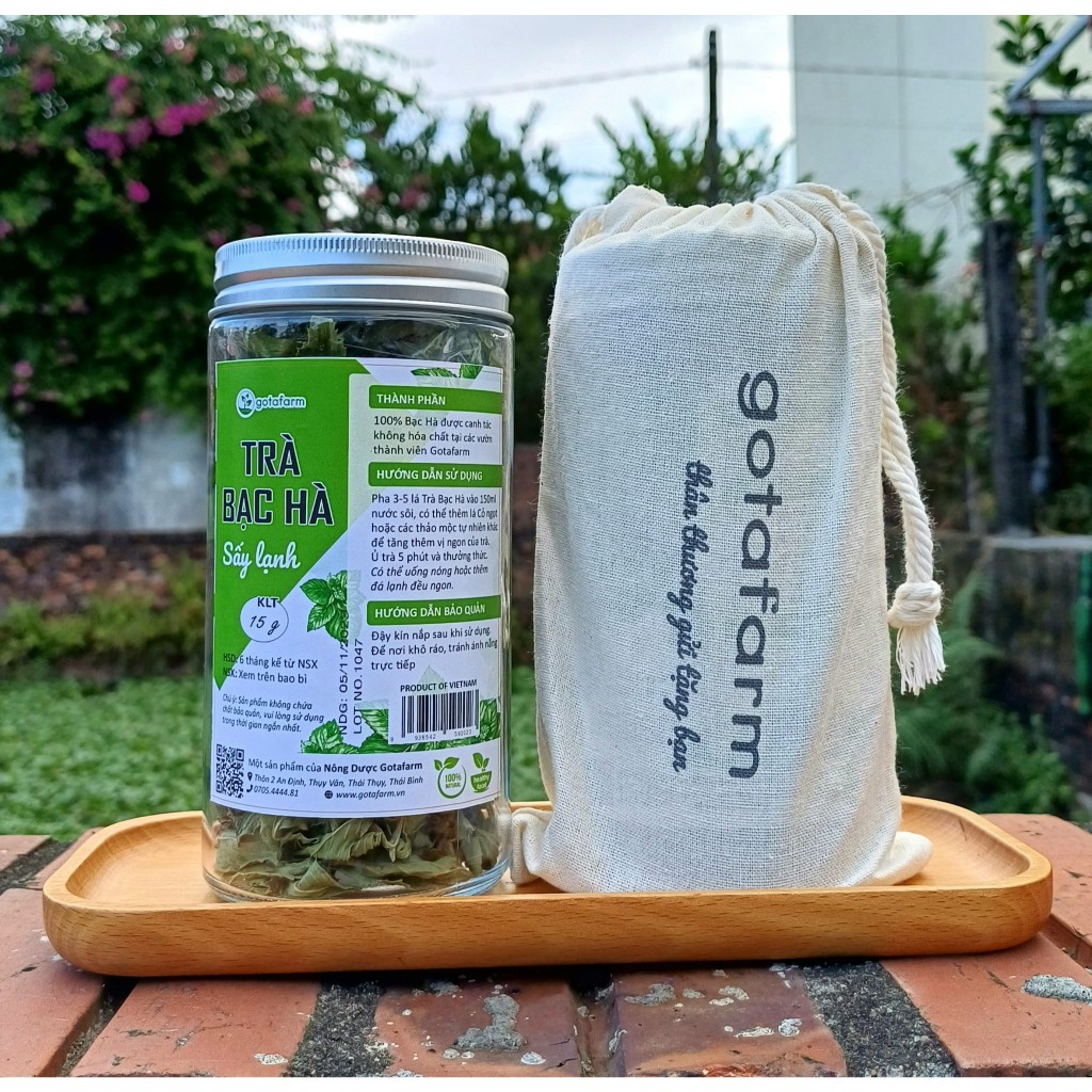 Trà bạc hà sấy lạnh - Hũ thủy tinh tặng kèm túi vải 15gr