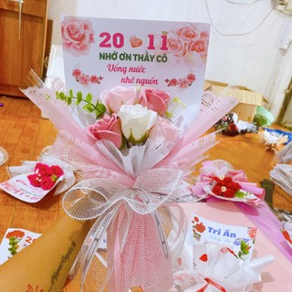 Bó hoa sáp 5 bông quà 8/3 20/10 20/11 tặng kèm túi + thiệp to