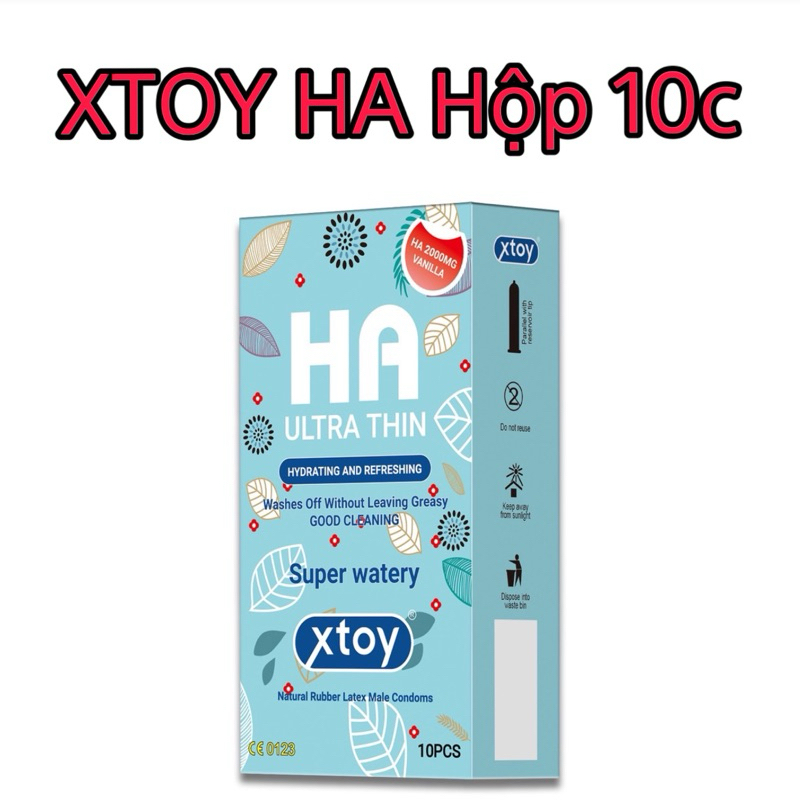 Bao cao su XTOY HA Ultra thin, siêu mỏng, siêu nhiều bôi trơn 2000mg gốc nước, hộp 10 bcs