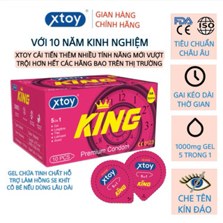 Bao cao su XTOY King 5in1, kéo dài thời gian quan hệ, gân gai, nhiều gel bôi trơn - Hộp 10 bcs