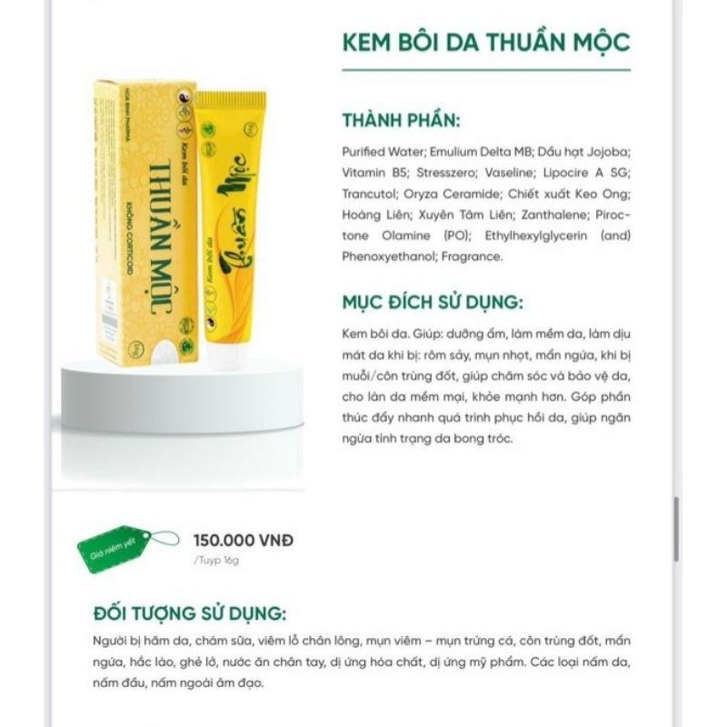 Kem Bôi Da Thuần Mộc- Thanh Mộc Hương 16g