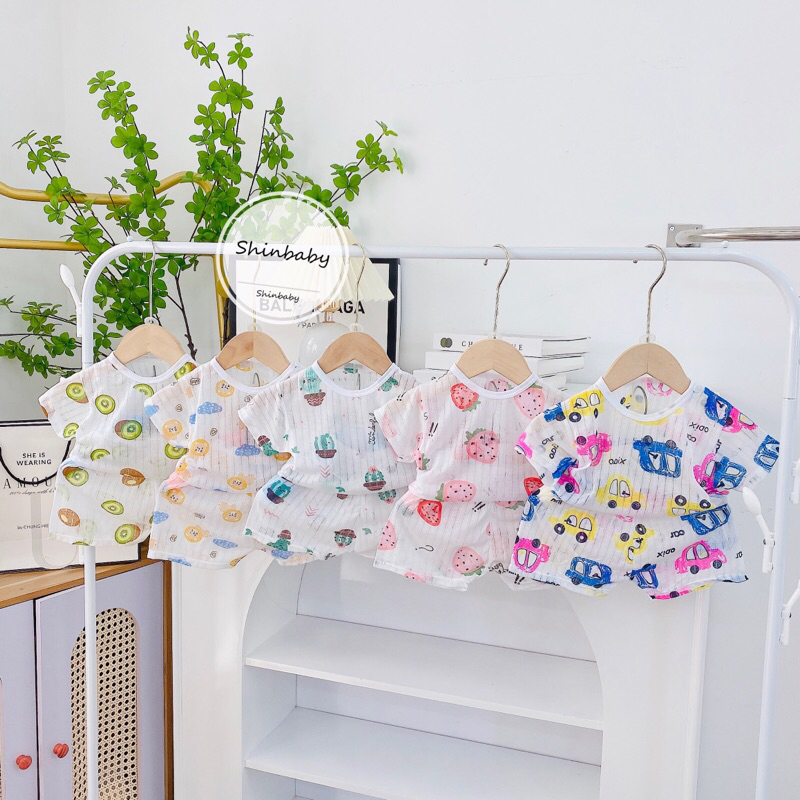 Set 5 bộ cotton giấy cộc tay mềm mát mặc mùa hè cho bé yêu