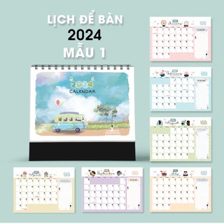 [TỪ THÁNG 5-THÁNG 12/2024] Lịch để bàn ÂM DƯƠNG, ghi chú ngày lễ Việt Nam, lịch bàn 2024,tone màu pastel dễ thương