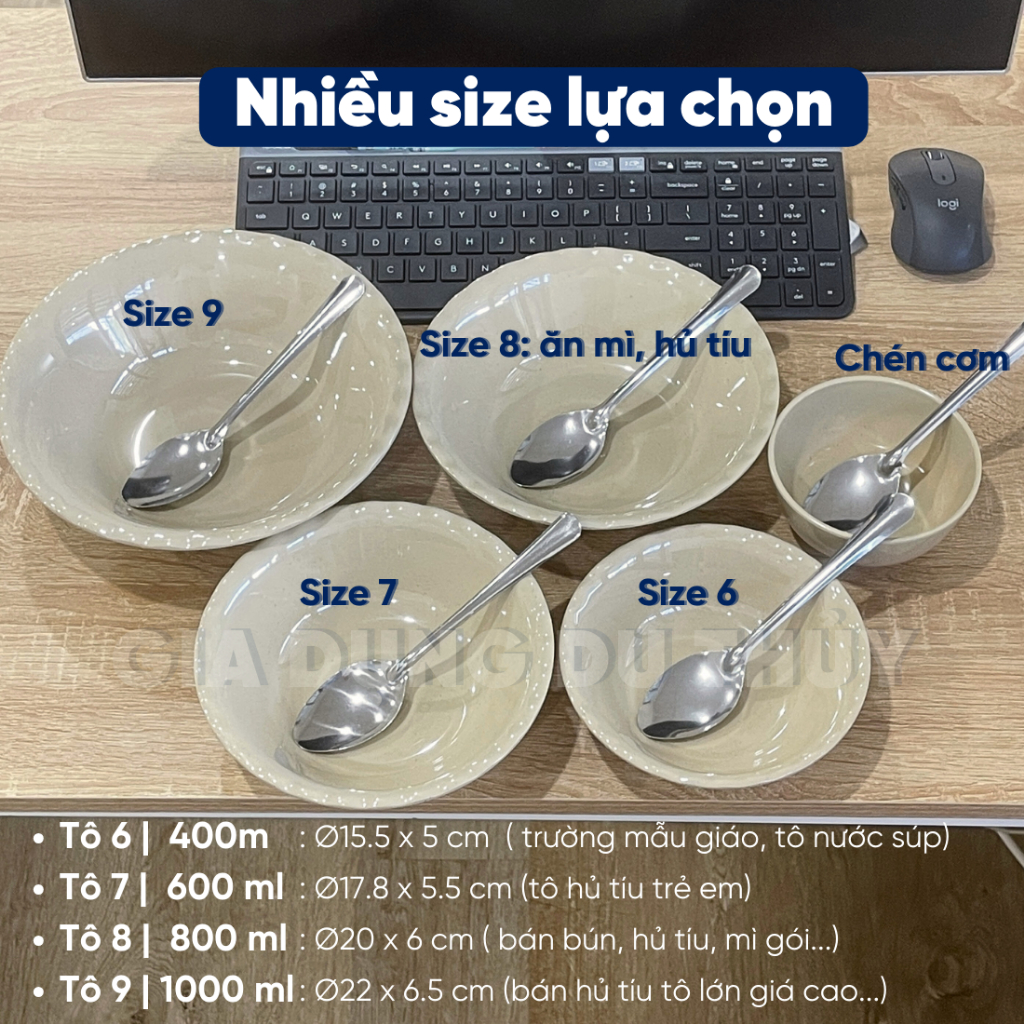 Tô nhựa melamine màu vàng nâu loại tô bèo cạn bát nhựa phíp dùng làm tô hủ tiếu, tô bán bún, tô ăn mì, tô nhỏ cho bé